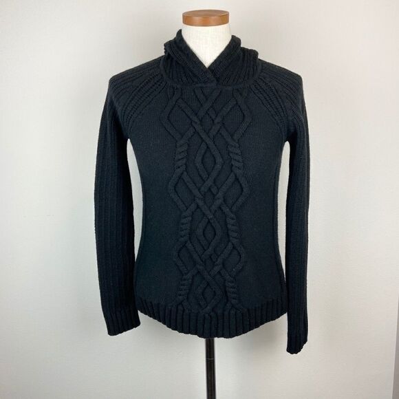 Athleta Merino Wool Hooded Cable Knit Sweater - Picture 2 of 6